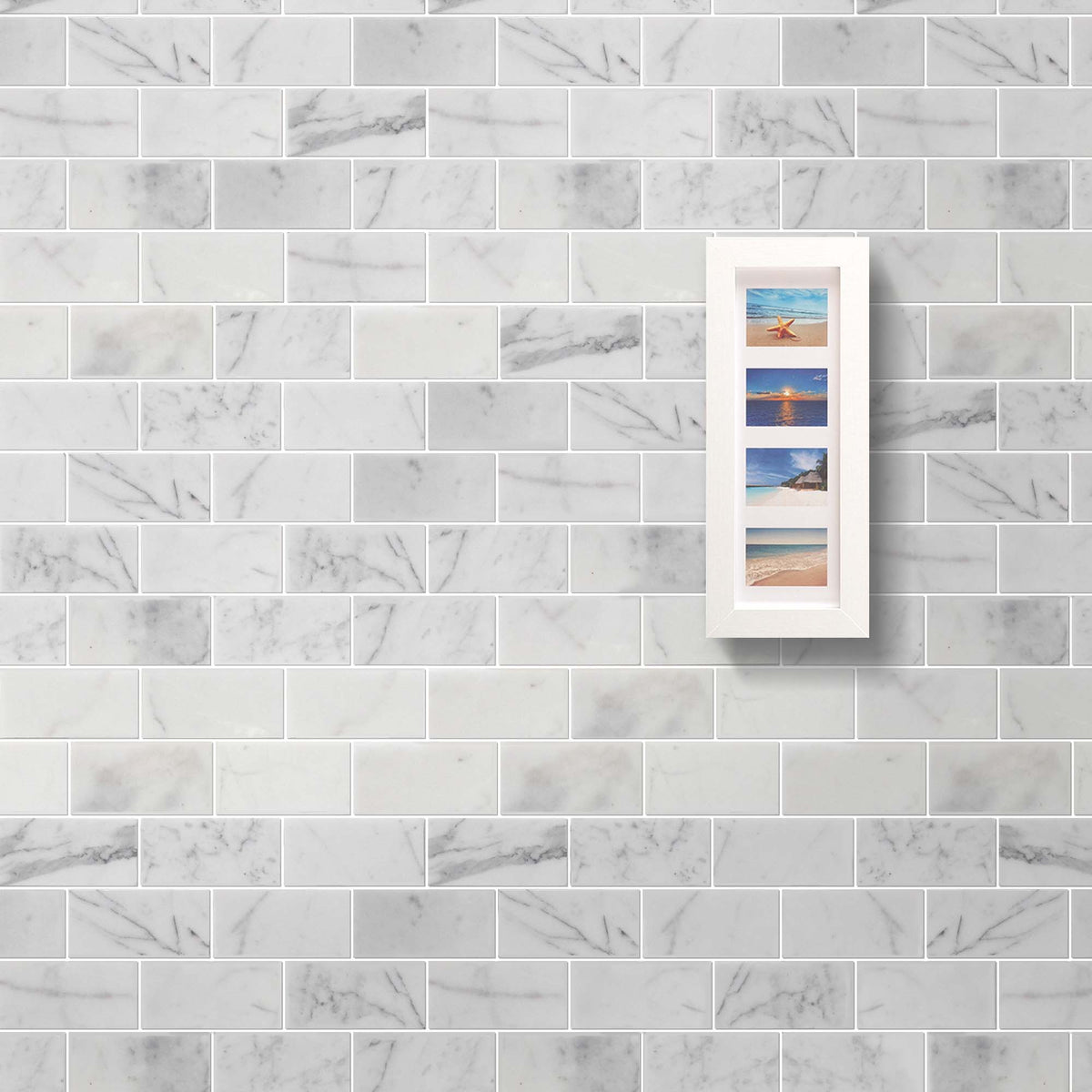 Calacatta Polished Marble Mosaic Floor and Wall Tile - Sample (Product Shown is Full Size)