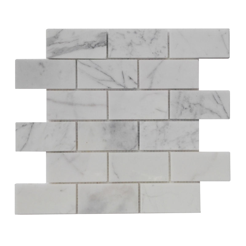 Calacatta 12-in x 12-in Polished Marble Mosaic Floor and Wall Tile( 5 sq. ft. /Box )