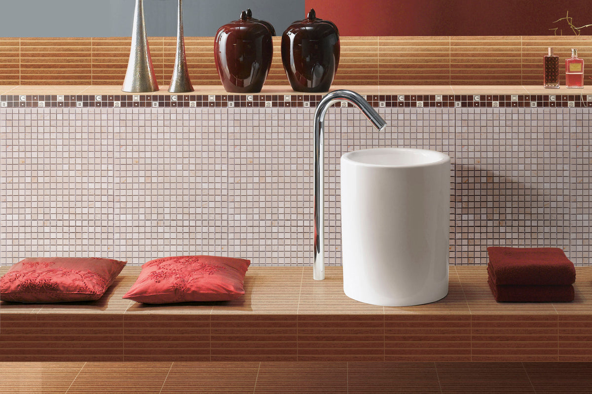 Cream Marfil 12-in x 12-in Polished Mosaic Floor and Wall Tile( 5 sq. ft. /Box )
