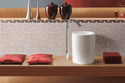 Cream Marfil 12-in x 12-in Polished Mosaic Floor and Wall Tile( 5 sq. ft. /Box )