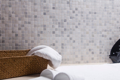 1-in Oriental White 12-in x 12-in Honed Marble Mosaic Floor and Wall Tile( 5 sq. ft. /Box )