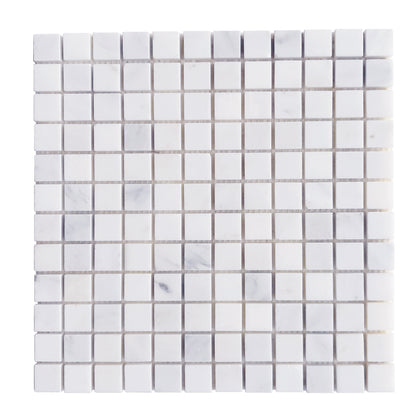 1-in Oriental White 12-in x 12-in Honed Marble Mosaic Floor and Wall Tile( 5 sq. ft. /Box )