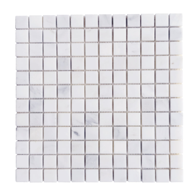 1-in Oriental White 12-in x 12-in Honed Marble Mosaic Floor and Wall Tile( 5 sq. ft. /Box )