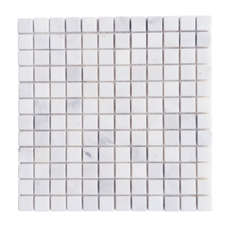 1x1 Oriental White Honed Marble Mosaic