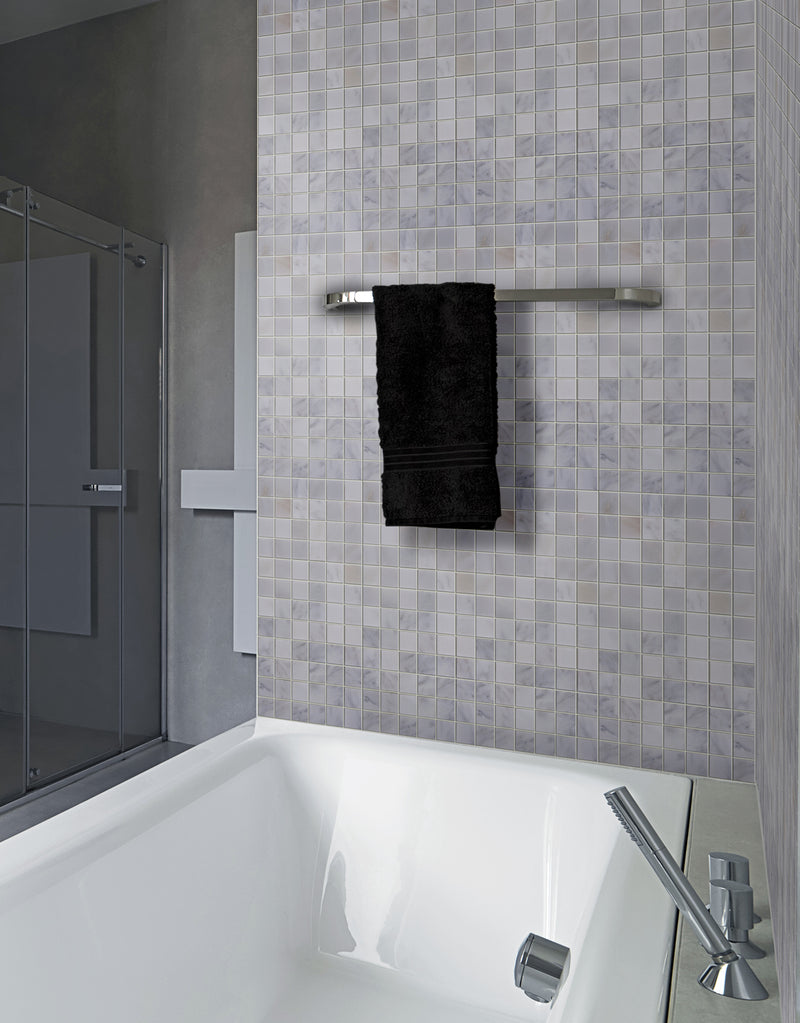 Oriental White 12-in x 12-in Polished Marble Mosaic Floor and Wall Tile( 5 sq. ft. /Box )