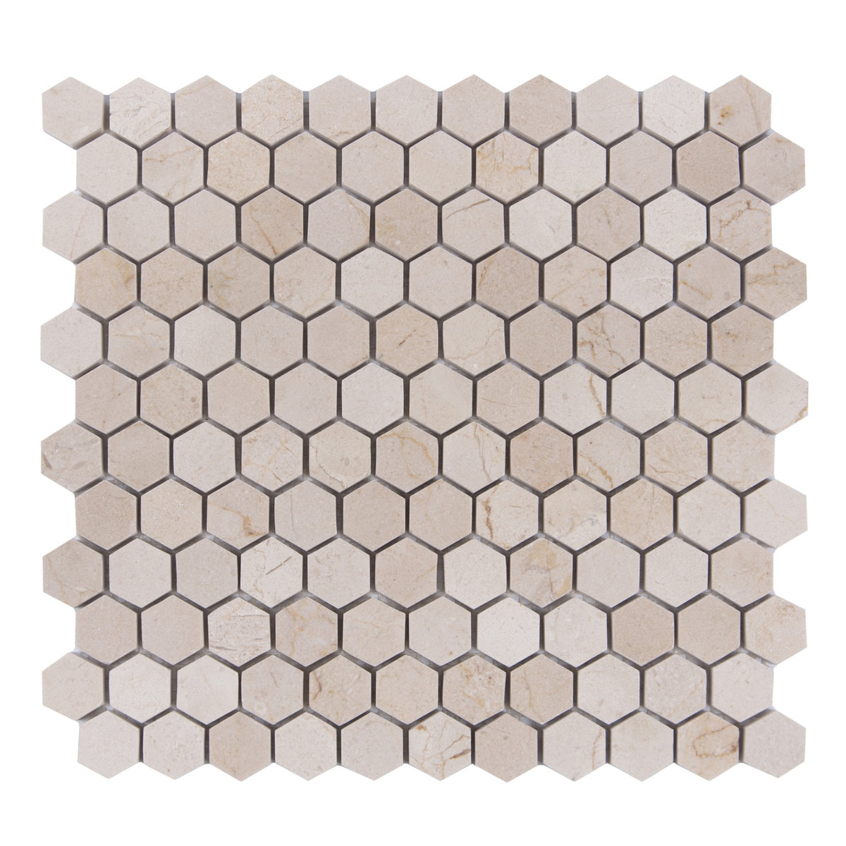 1-in Cream Marfil Hexagon 12-in x 12-in Polished Marble Mosaic Floor and Wall Tile( 5 sq. ft. /Box )