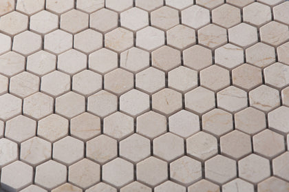 1-in Cream Marfil Hexagon 12-in x 12-in Polished Marble Mosaic Floor and Wall Tile( 5 sq. ft. /Box )
