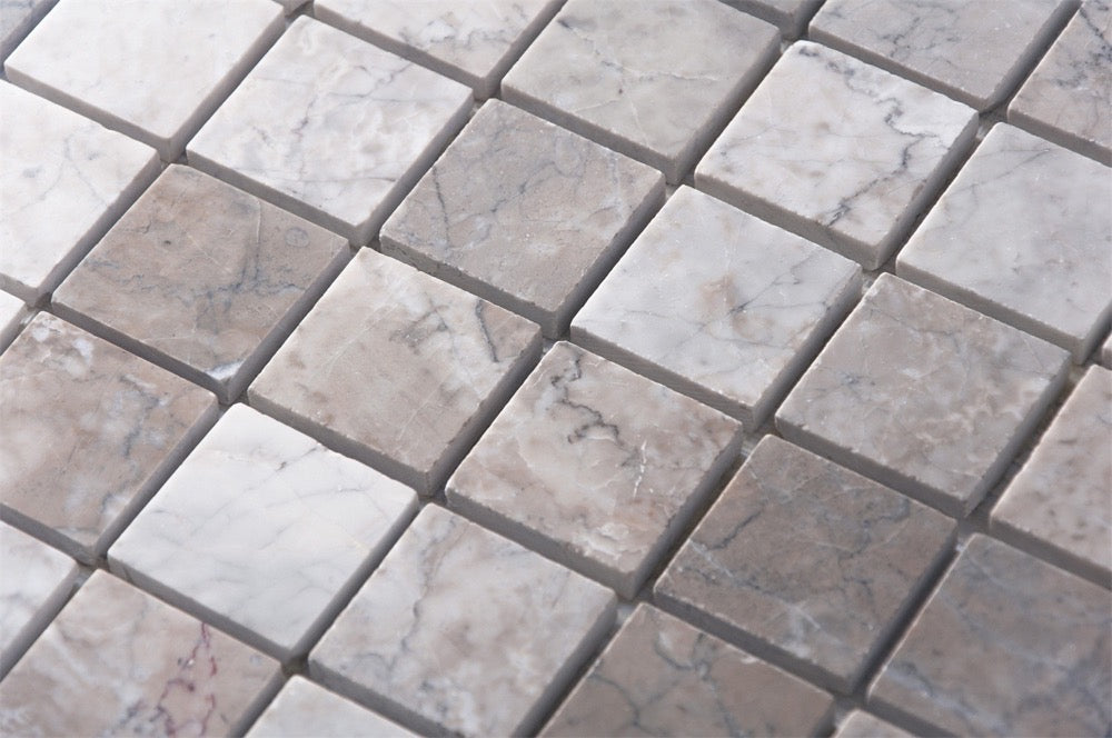 2-in Gray Cloud 12-in x 12-in Polished Marble Mosaic Floor and Wall Tile( 5 sq. ft. /Box )