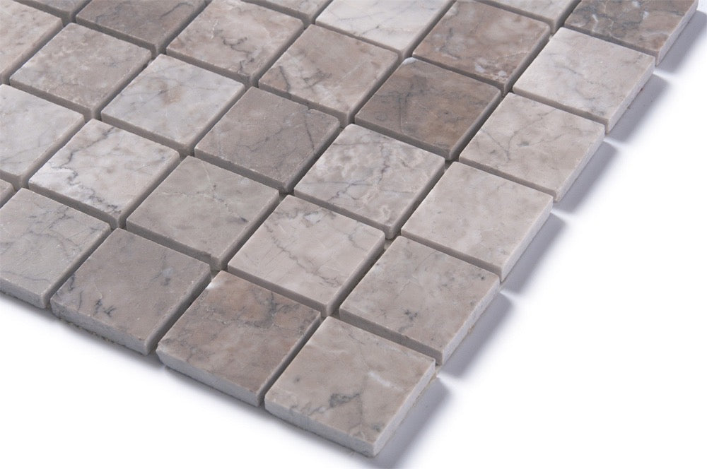 2-in Gray Cloud 12-in x 12-in Polished Marble Mosaic Floor and Wall Tile( 5 sq. ft. /Box )