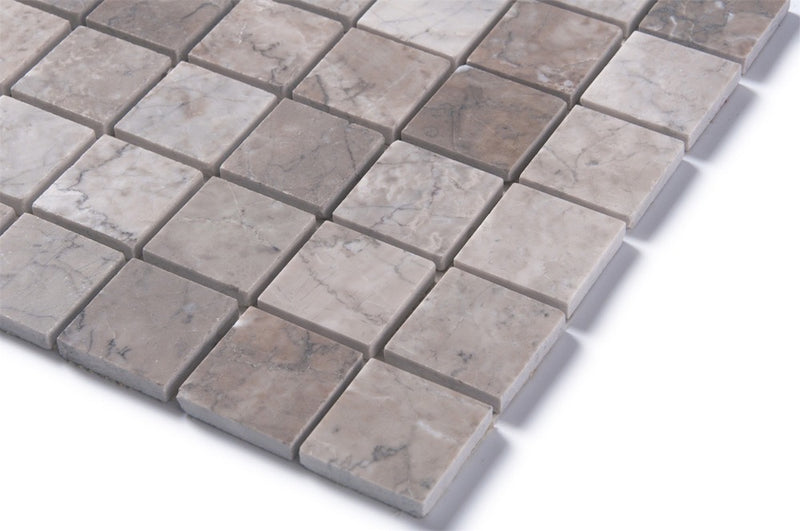 2-in Gray Cloud 12-in x 12-in Polished Marble Mosaic Floor and Wall Tile( 5 sq. ft. /Box )