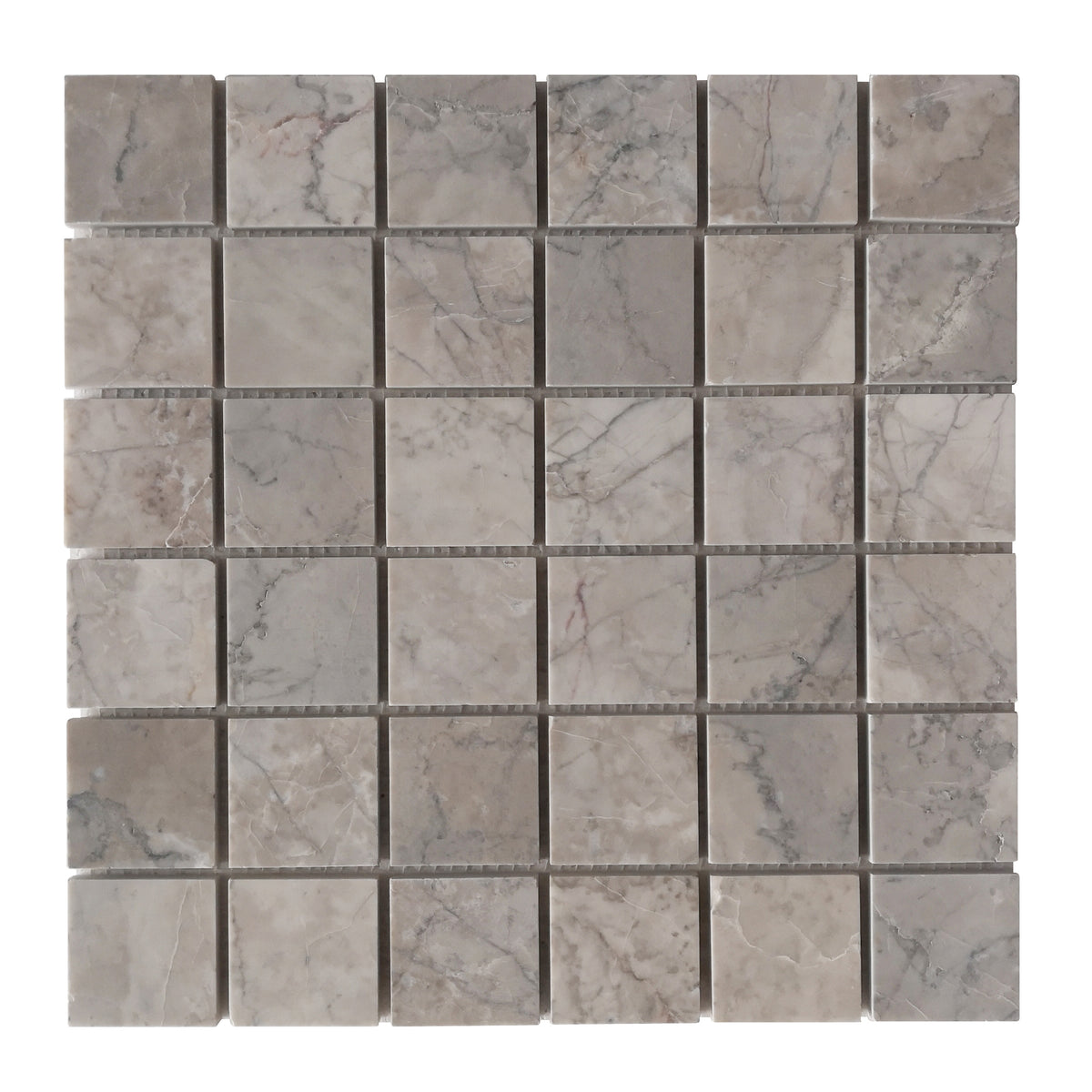 2-in Gray Cloud 12-in x 12-in Polished Marble Mosaic Floor and Wall Tile( 5 sq. ft. /Box )