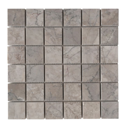 2-in Gray Cloud 12-in x 12-in Polished Marble Mosaic Floor and Wall Tile( 5 sq. ft. /Box )