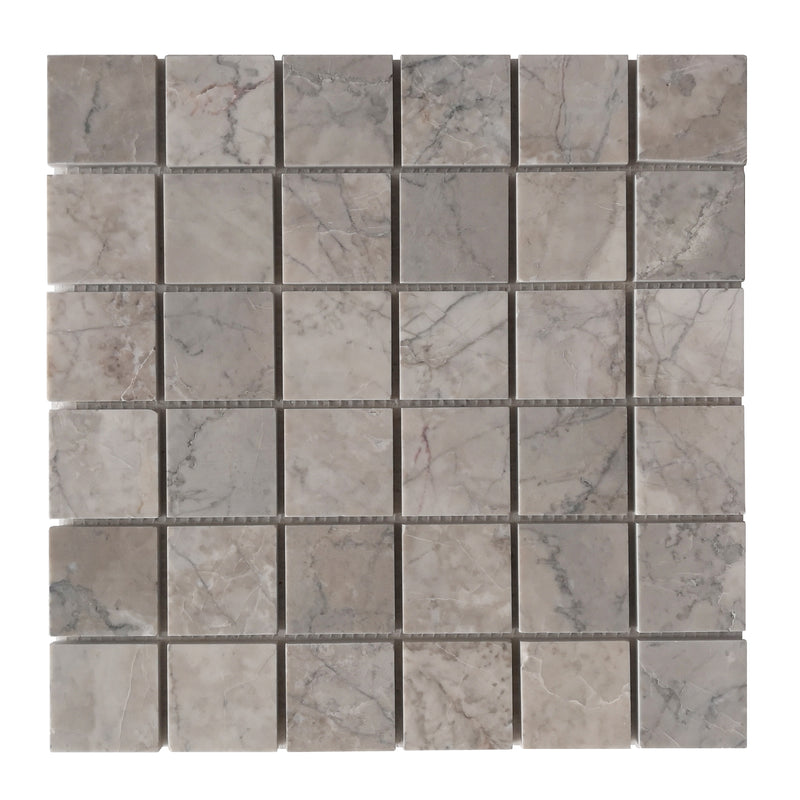 2-in Gray Cloud 12-in x 12-in Polished Marble Mosaic Floor and Wall Tile( 5 sq. ft. /Box )