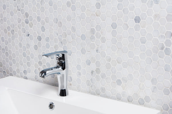 1-in Oriental White Hexagon 12-in x 11-in Honed Marble Mosaic Floor and Wall Tile( 4.6 sq. ft. /Box )