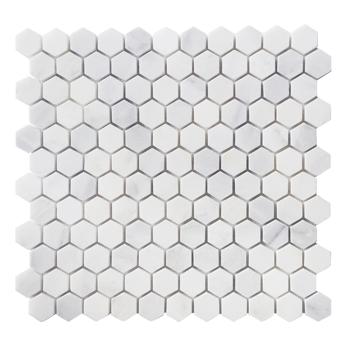 1-in Oriental White Hexagon 12-in x 11-in Honed Marble Mosaic Floor and Wall Tile( 4.6 sq. ft. /Box )