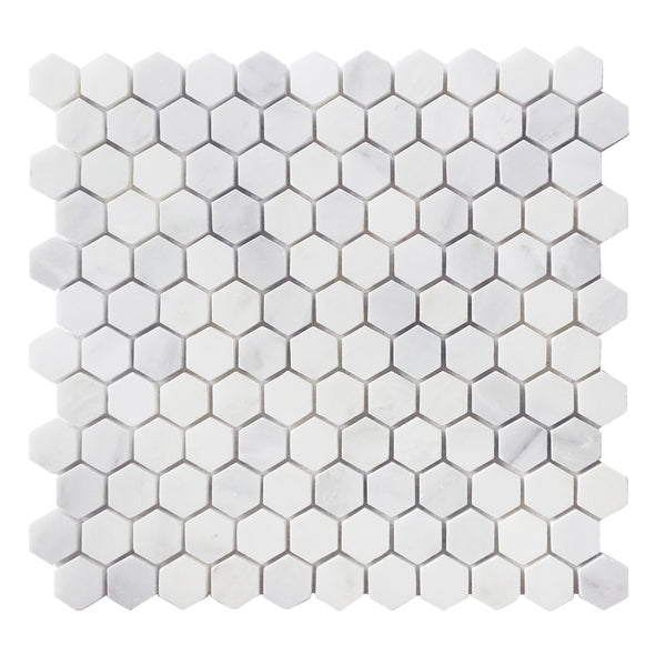 1-in Oriental White Hexagon 12-in x 11-in Honed Marble Mosaic Floor and Wall Tile(0.92-sq. ft/ Piece)