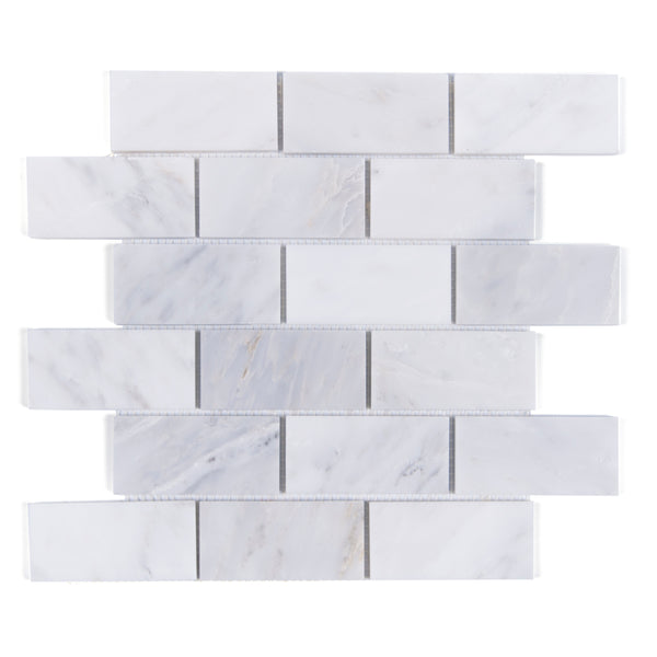 Brick Oriental White 12-in x 12-in Polished Marble Mosaic Wall Tile(1-sq. ft/ Piece)