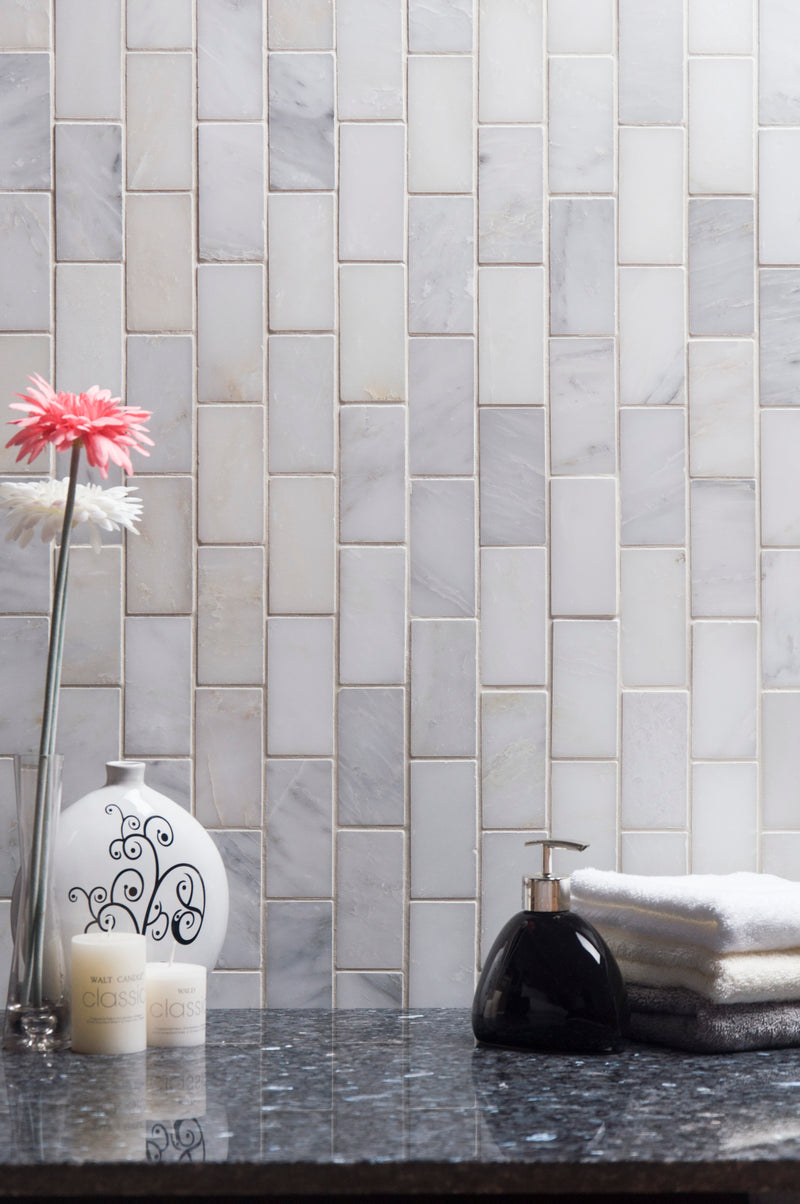 Brick Oriental White 12-in x 12-in Honed Marble Mosaic Wall Tile( 5 sq. ft. /Box )