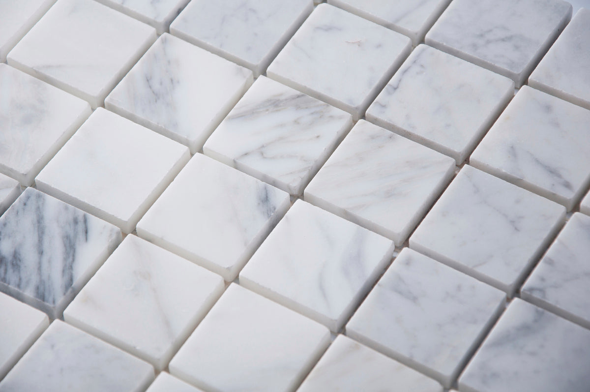 Carrara White 12-in x 12-in Polished Marble Mosaic Floor and Wall Tile( 5 sq. ft. /Box )