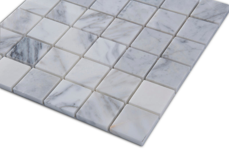 Carrara White 12-in x 12-in Polished Marble Mosaic Floor and Wall Tile( 5 sq. ft. /Box )