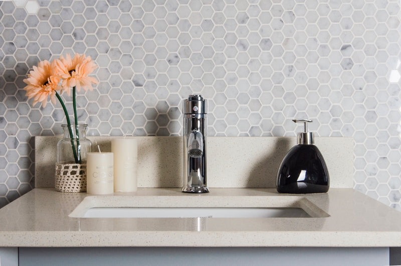 1-in Carrara White Hexagon 12-in x 11-in Polished Marble Mosaic Floor and Wall Tile( 4.6 sq. ft. /Box )