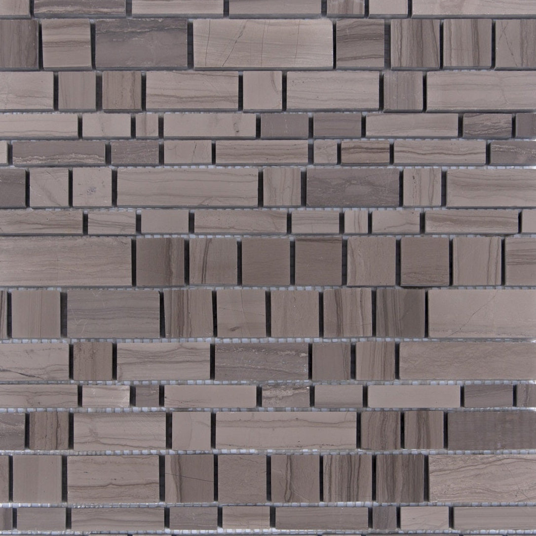 Athens Gray Multi-Square 12-in x 12-in Honed Mosaic Wall Tile( 5 sq. ft. /Box )