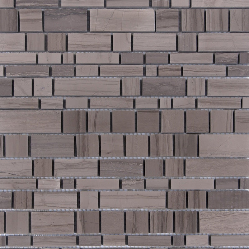 Athens Gray Multi-Square 12-in x 12-in Honed Mosaic Wall Tile( 5 sq. ft. /Box )