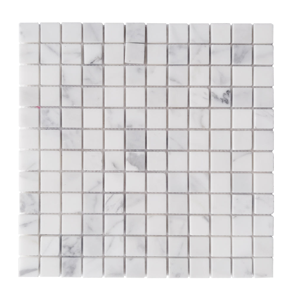 1-in Oriental White 12-in x 12-in Polished Marble Mosaic Floor and Wall Tile( 5 sq. ft. /Box )