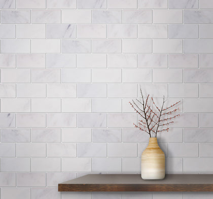 Brick Oriental White 12-in x 12-in Honed Marble Mosaic Wall Tile( 5 sq. ft. /Box )