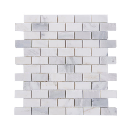 Oriental White 12-in x 11-in Polished Marble Mosaic Wall Tile( 4.6 sq. ft. /Box )