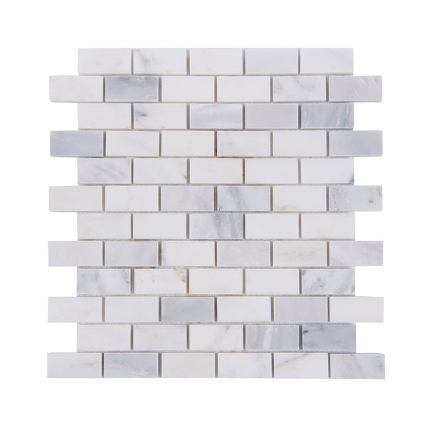 Oriental White 12-in x 11-in Polished Marble Mosaic Wall Tile(0.92-sq. ft/ Piece)