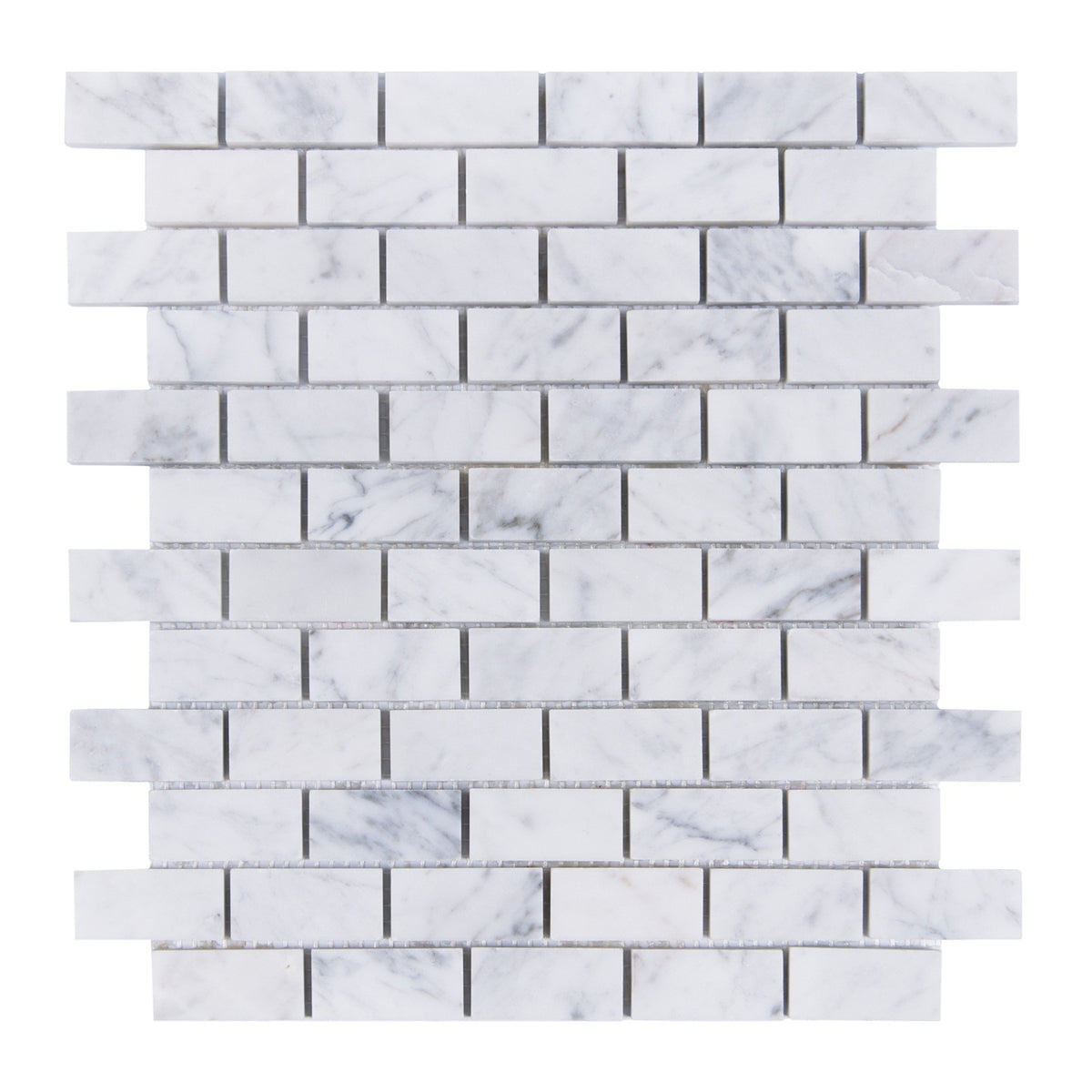 Carrara White 12-in x 11-in Polished Brick Marble Mosaic Floor and Wall Tile( 4.6 sq. ft. /Box )