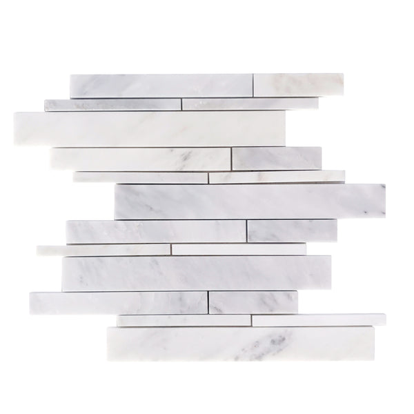 Oriental White Random Strip 12-1/2-in x 12-in Polished Marble Mosaic Wall Tile(1.04-sq. ft/ Piece)