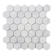 2-in Oriental White Hexagon 12-in x 12-in Polished Marble Mosaic Floor and Wall Tile( 5 sq. ft. /Box )