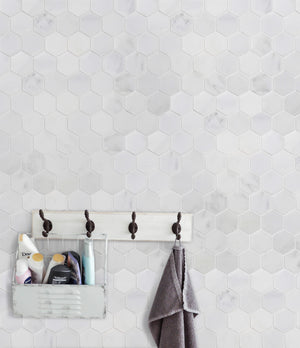 2" Oriental White Hexagon Honed Mosaic