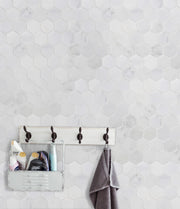 2-in Oriental White Hexagon 12-in x 12-in Polished Marble Mosaic Floor and Wall Tile( 5 sq. ft. /Box )