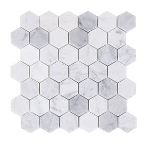 2'' Carrara White Hexagon Honed Mosaic