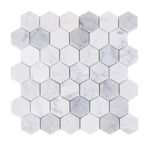2" Carrara Cloud Hexagon Polished Mosaic - SALE