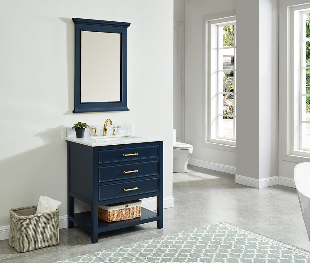 Manhattan  30" Vanity With Carrara Marble Top