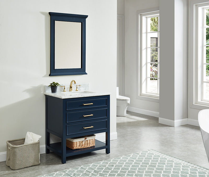 Manhattan  30" Vanity With Carrara Marble Top