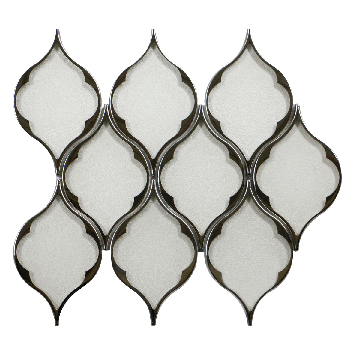 Feathered Lantern Pattern with Silver Trim 12-in x 10-in Glass Mosaic Wall Tile( 8.3 sq. ft. /Box )
