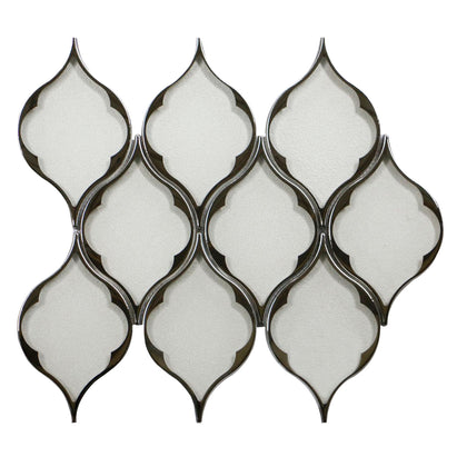 Feathered Lantern Pattern with Silver Trim 12-in x 10-in Glass Mosaic Wall Tile( 8.3 sq. ft. /Box )