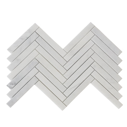Oriental White 17-in x 10-in Polished Herringbone Marble Mosaic Floor and Wall Tile( 5.67 sq. ft. /Box )