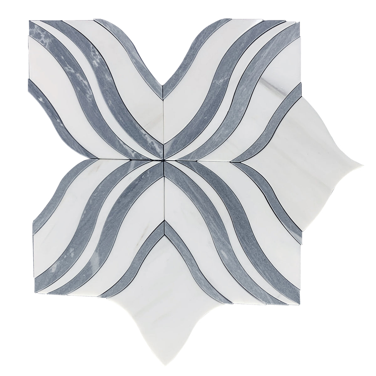 Lily - Thassos White & Palissandro Marble 12-in x 12-in Waterjet Mosaic Floor and Wall Tile( 5 sq. ft. /Box )