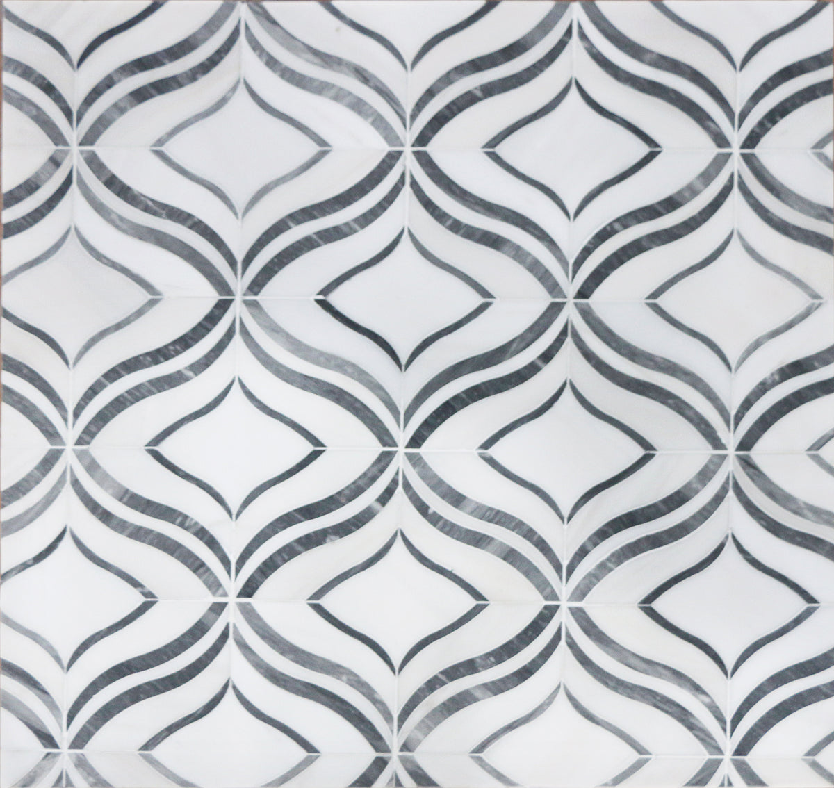 Lily - Thassos White & Palissandro Marble 12-in x 12-in Waterjet Mosaic Floor and Wall Tile( 5 sq. ft. /Box )