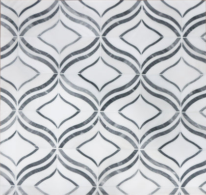 Lily - Thassos White & Palissandro Marble 12-in x 12-in Waterjet Mosaic Floor and Wall Tile( 5 sq. ft. /Box )