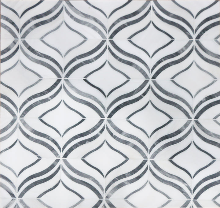 Lily - Thassos White & Palissandro Marble Waterjet