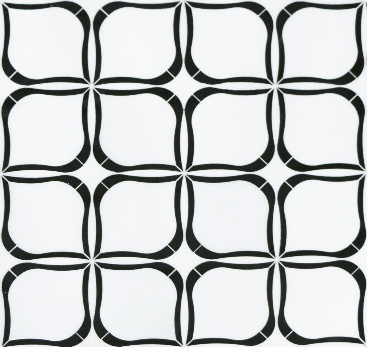Tulip Pattern Thassos & Black Marble 12-in x 12-in Waterjet Mosaic Floor and Wall Tile( 5 sq. ft. /Box )