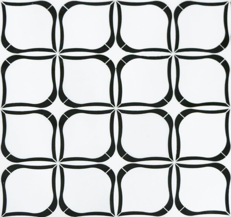 Tulip Pattern Thassos & Black Marble 12-in x 12-in Waterjet Mosaic Floor and Wall Tile( 5 sq. ft. /Box )