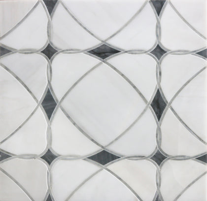 Astral White Dolomite & Palissandro 12-in x 12-in Polished Waterjet Mosaic Floor and Wall Tile( 5 sq. ft. /Box )